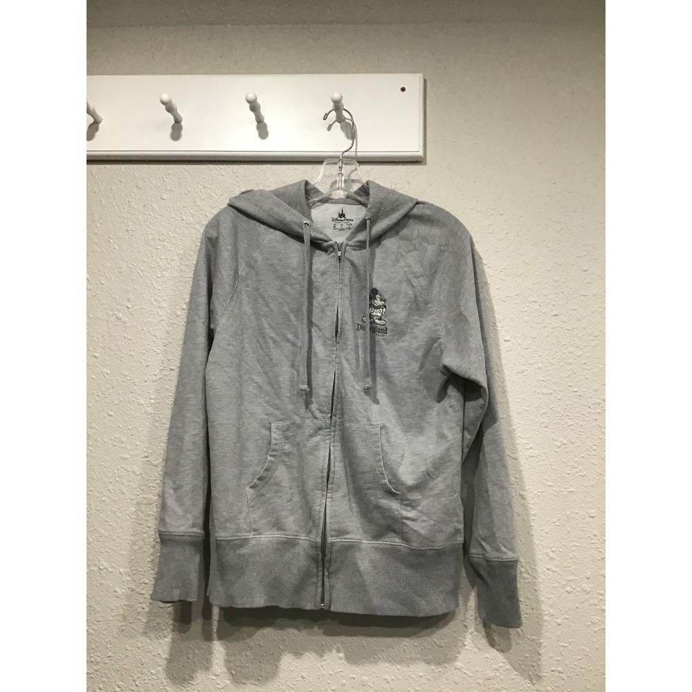 Disney Parks Disneyland Resort Mickey Mouse Hoodie Women's M Gray Zip Sweatshirt
